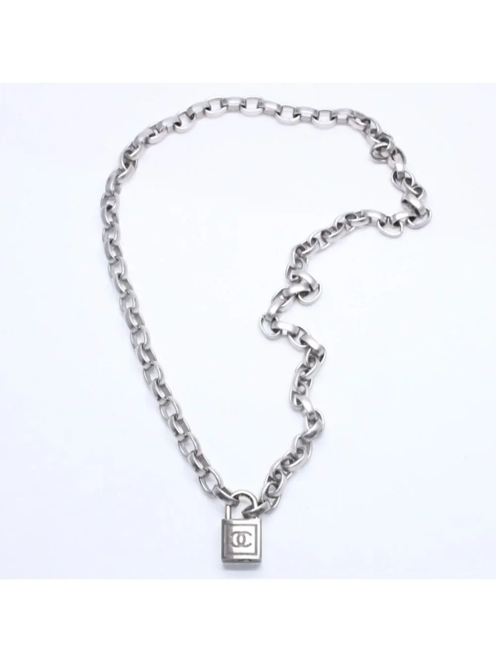 Chanel Necklace Silver Chain CC Logo Metal